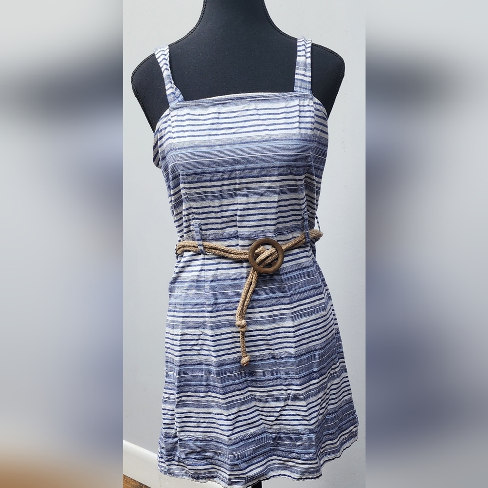 Derek Heart 100% Cotton Sundress  Size L   Blue/White Stripes